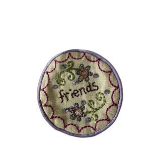Natural Life Embroidered Coin Purse “Friends” Boho Floral Zip Pouch NWT Gift
